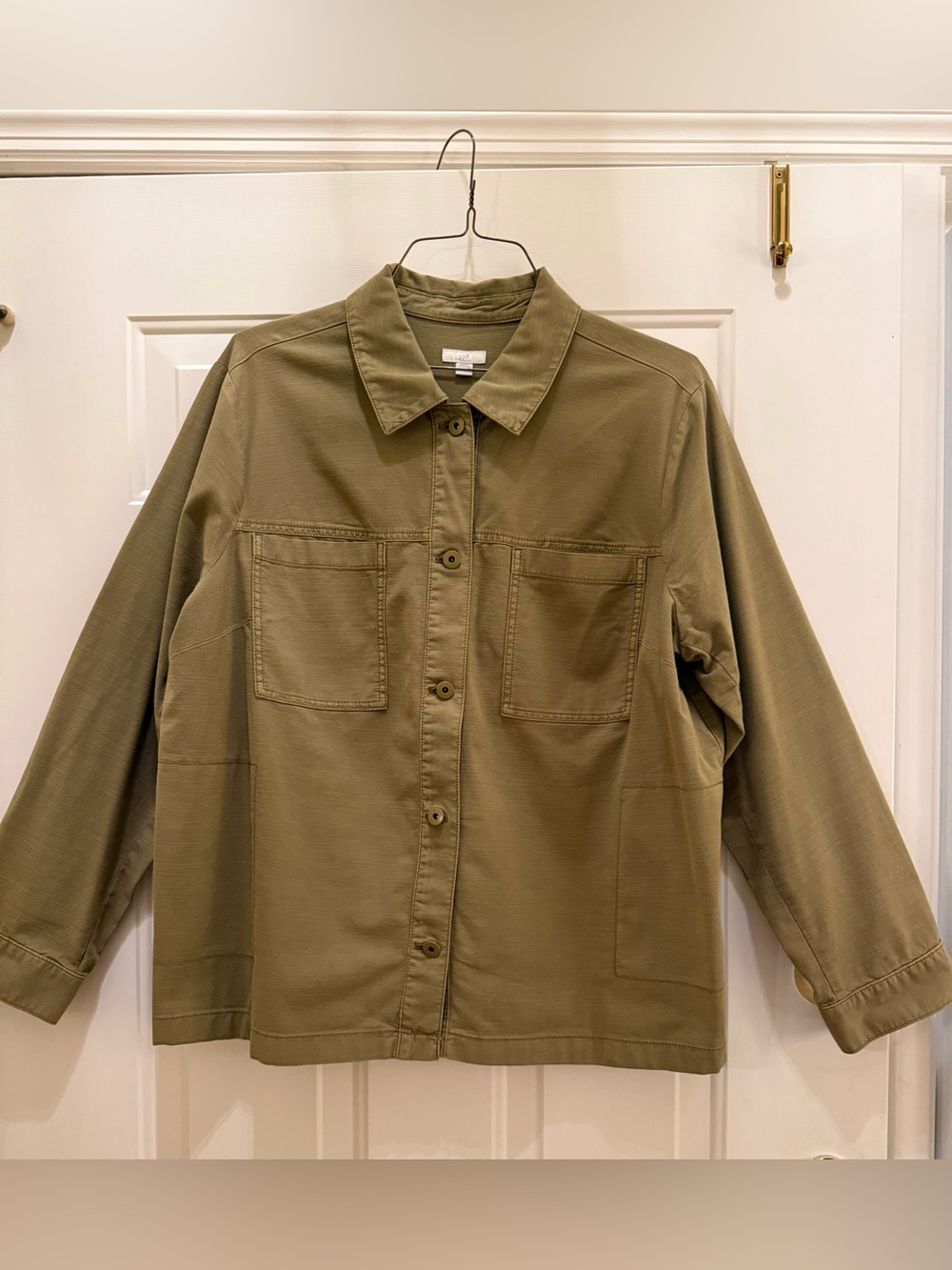 Olive Utility Button-Front Jacket